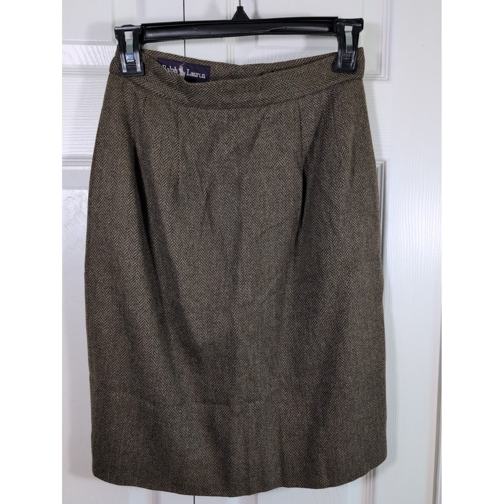 Lauren Ralph Lauren Women's Wool Blend Brown Mid Skirt Size 4